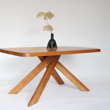 Pierre Chapo Dining Table Model T35B. Elm Wood France circa 1972