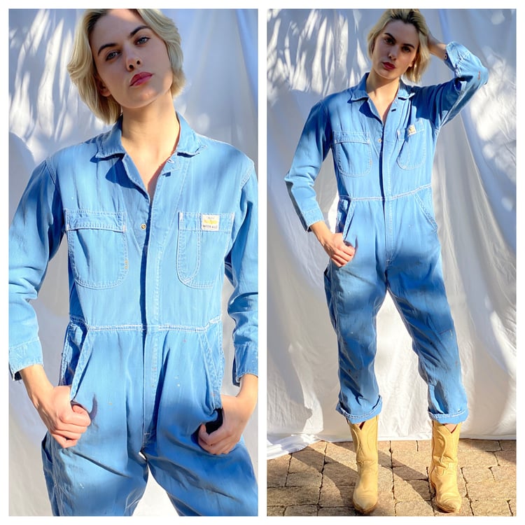 Vintage Flight Suit / 1950's 1960's Sears Coveralls / Sanforized