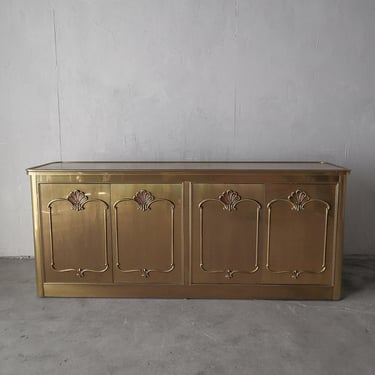 Brass and Burled Credenza by Mastercraft 
