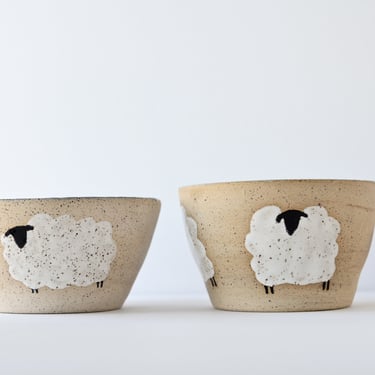 Medium Sheep Bowls with 3 Sheep | Handmade Pottery 