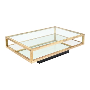 Modernist Brass and Glass Coffee Table