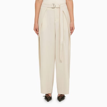 Ami Paris Ivory Trousers With Belt Women