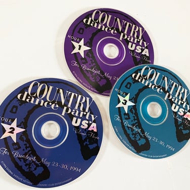 007) Radio Show CDs "Country Dance Party USA" Set of 3 | Rare! | 1994 | Syndicated Radio Show Actual Broadcast Discs | Various Artists 