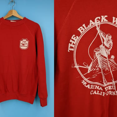 The Black Whale Marina Del Rey Large Red Vintage Pullover Sweatshirt 