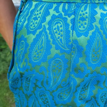 Vintage 1970's Floral Abstract Paisley Skirt / Women's XS / Elegant Formal 