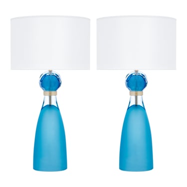 Murano Glass Aqua Blue Lamps