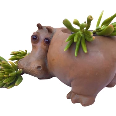 MOO DENG! Vintage Hippo Planter | Pottery Art Signed Anthony U.S.A. Ceramics Figural Animal Planter 