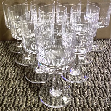 SALE~ Set of 10 Dansk Gustav Gunnar Cyren Stemware~  JHQ Jens Harald Quistgaard Crystal Wine Glasses ~ Set of Goblets~ Ribbed Modern Glasses 