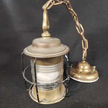 Vintage Brass Lantern  Pendant Light 5" x 23"