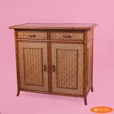 Burnt Bamboo and Grasscloth Cabinet