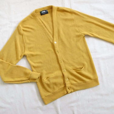 Vintage 60s Mustard Yellow Cardigan M - 1960s Grandpa Grunge Cardigan - Unisex Gender Neutral Clothes 