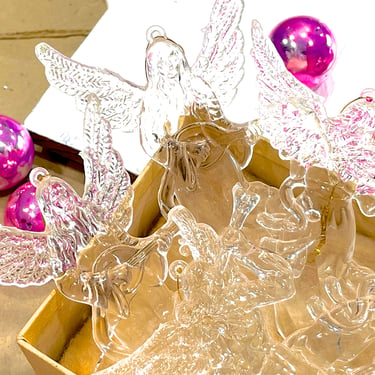 VINTAGE: 6pcs - Lucite Acrylic Angel Ornaments - Plastic Angel Ornaments - Crafts - SKU 