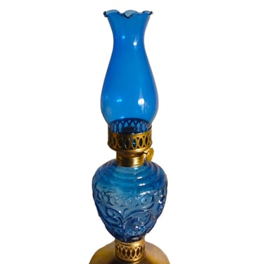 VINTAGE Cobalt Blue Gas Lamp 