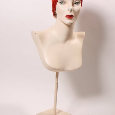 1950s Rubber Stretchy Red Swimming Swim Cap 