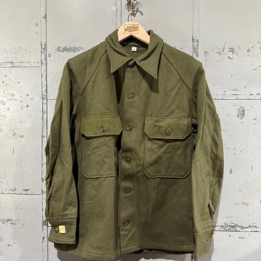 Vintage 1950s M51 Wool Field Shirt Korean War US Army OG 108 Olive Green Deadstock Medium 