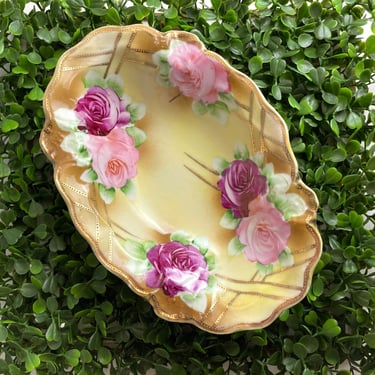 Nippon hand painted decorative bowl - vintage floral bowl 
