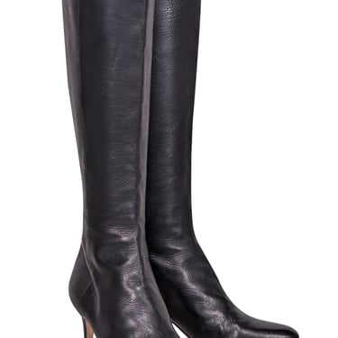 Jimmy Choo - Black Leather Tall Heeled Boots Sz 9