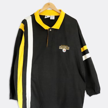 Vintage NFL Pittsburgh Steelers Quarter Button Up Long Sleeve Shirt Sz 2XL