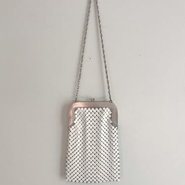 Vintage 1960's Ivory Chain Mail Metal Bag by Whiting & Davis