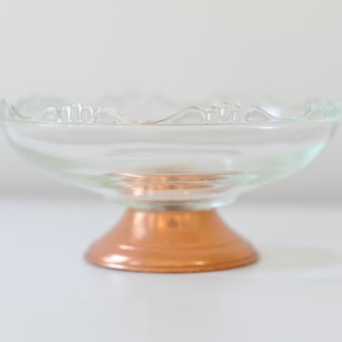 MCM Small Copper & Glass Pedestal Bowl 