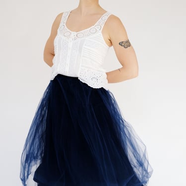 Blue Frilly Mesh Skirt