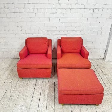 Pair of Edward Wormley for Dunbar Armchairs with Ottoman