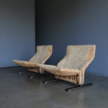 Marzio Cecchi Rope & Bronze Lounge Chairs, circa 1975