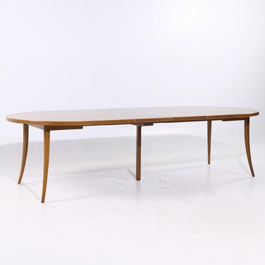 Harvey Probber Mid Century Bleached Mahogany Expanding Saber Leg Dining Table with 4 Leaves - mcm 