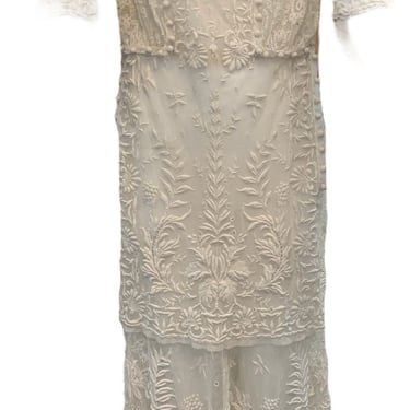 Edwardian Gown White Handmade Lace and Embroidery