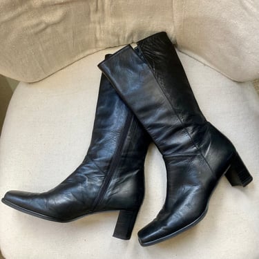 Great Y2K SQUARE Toe STUART WEITZMAN Black Boots / 7 