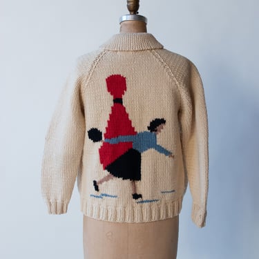 1950s Bowling Theme Sweater | 50s Cowichan 