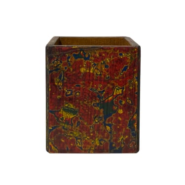 Handmade Red Multi-Layer Lacquer Abstract Pattern Wood Holder Box ws2024E 
