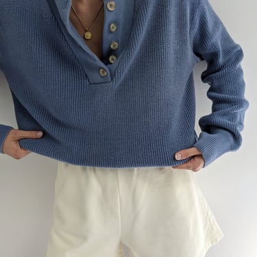 Beautiful Vintage Sky Blue Knit Henley