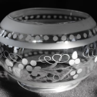 Antique Victorian Etched Clear and Frosted Glass Gaslight Globe Lamp Shade 