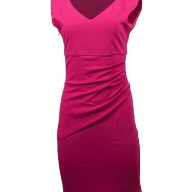 Diane von Furstenberg - Fuchsia Gathered Waist Sleeveless Dress Sz 6