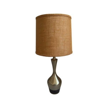 Vintage mid century modern 60s laurel table lamp brushed brass walnut shade 