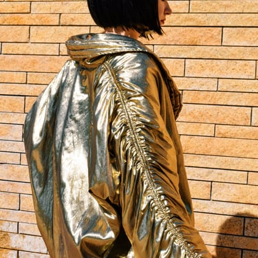 LILLIE RUBIN Gold Metallic Vintage 80s Puffer Jacket Sz S to XLarge 