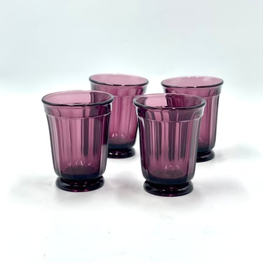 Discontinued Mosser Glass Amethyst Panel Glasses, Purple Glassware, Water Tumblers 