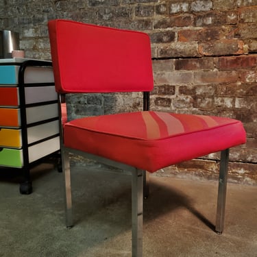 Striped Bright red  Steelcase chrome side chair  195.00