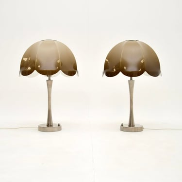 Pair of Vintage Chrome and Acrylic Table Lamps