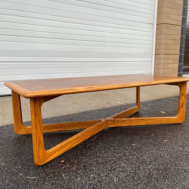 Lane Perception Mid Century Coffee Table C Base | Walnut Oak Coffee Table | Mid Century Furniture | Wood Minimalist Coffee Table 