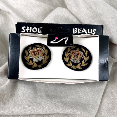 Crown and laurel shoe clips - 1980s vintage 