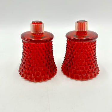 Vintage Indiana Glass Co. Red Glass Votive Candle Holders, Set of 2, Retro Ruby Candle Holder, Vintage Glassware 