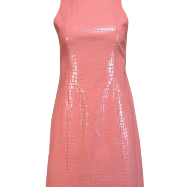 Alice & Olivia - Pink Croc-Embossed Faux Leather Mini Dress Sz 2