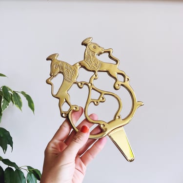 Vintage English Brass Royal Lions Trivet 