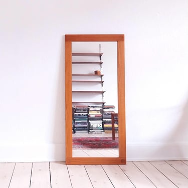 Swedish teak mirror mid century modern mirror tall entry mirror wooden mirror hallway Scandinavian mirror teakwood decor mcm minimalistic 
