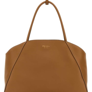 Prada Women Caramel Leather Shopping Bag