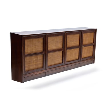Wall Mounted Cabinet with Caned Doors by Edward Wormley for Dunbar
