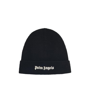 Palm Angels Black Cotton Beanie Men