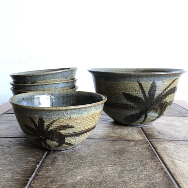 Set Of 5 Mid Century Vintage Studio Pottery Bowls Signed David ‘75 Ceramic Mcm
